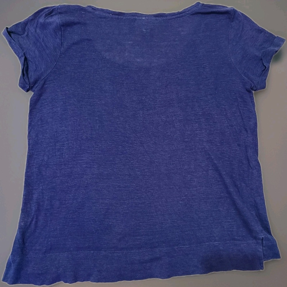 J.Jill Love Linen Short Sleeve Top Women's Sz XS Blue Scoop Neck Basic Tee - Picture 2 of 7